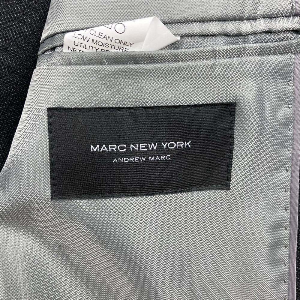 Marc New York Mens Modern-fit 2-Pc Suit 42L / 35Wx33L Black Solid Stretch E11163 - Picture 10 of 13